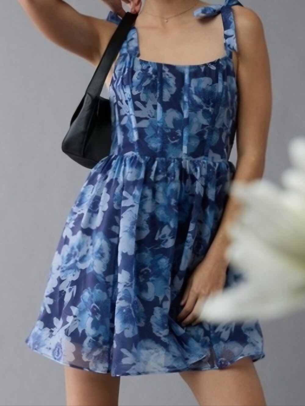 American Eagle Blue Floral Corset Mini Dress Coquette Cottagecore Small